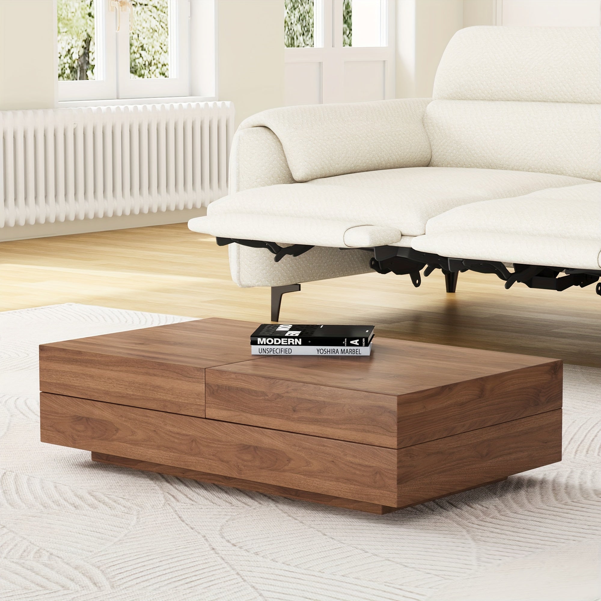 Versatile Folding Coffee Table with Smart Storage - Ideal for Home & Office, Classic Brown Design